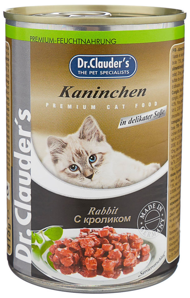 Влажный корм для кошек Dr.Clauders с кроликом 415г (упаковка 12 шт.)