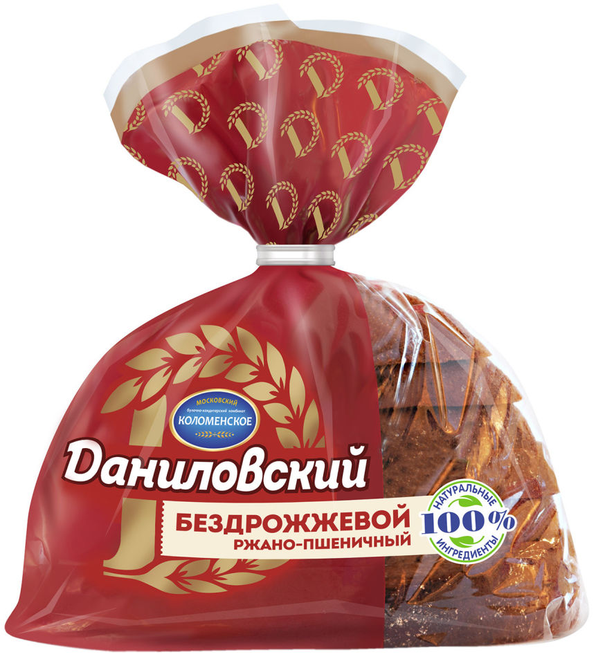 Хлеб бездрожжевой Даниловский ржано-пшеничный нарезка 300г