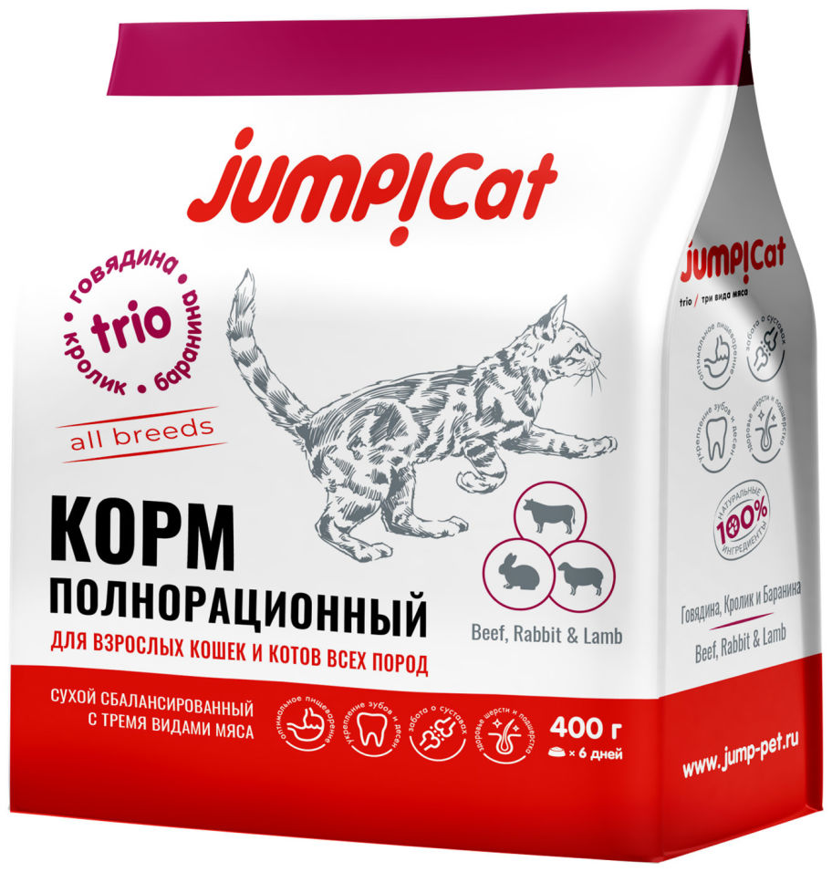 Сухой корм для кошек Jump Trio Adult 400г