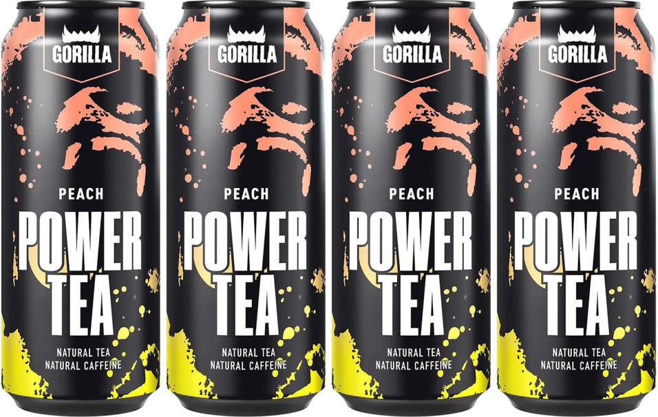 Напиток Gorilla Power Tea персик 450мл (упаковка 4 шт.)