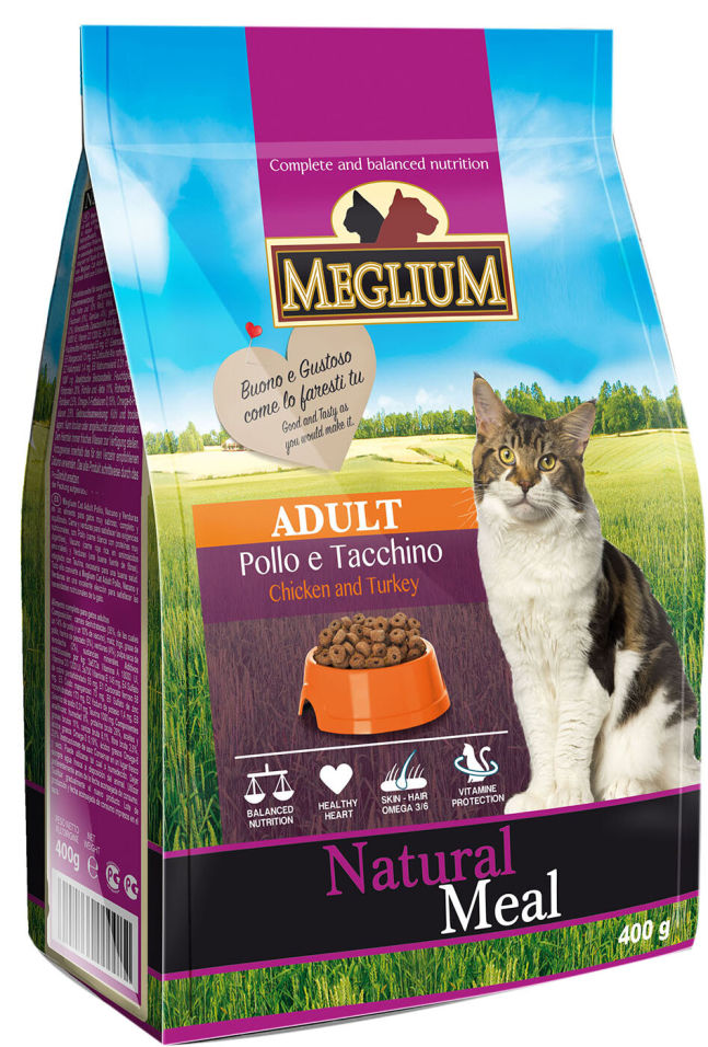 Сухой корм для привередливых кошек Meglium Adult Курица и Индейка 400г