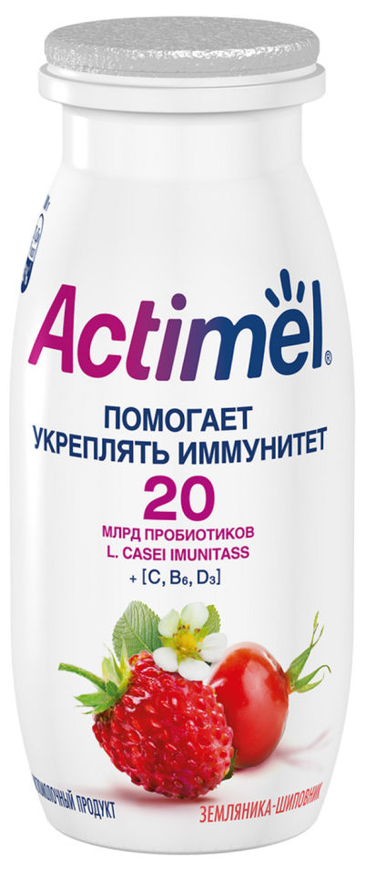 Напиток Actimel Земляника-шиповник 2.5% 100мл