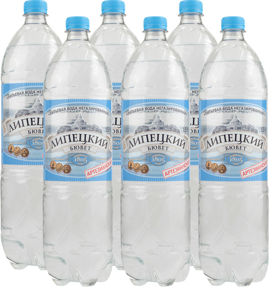 Вода Липецкий бювет питьевая негазированная 1.5л (упаковка 6 шт.)