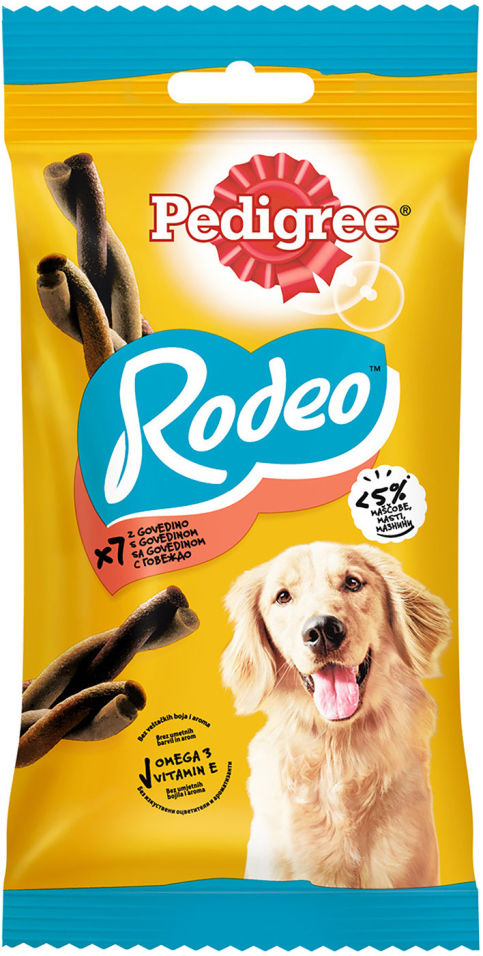 Лакомство для собак Pedigree Rodeo с говядиной 123г (упаковка 6 шт.)