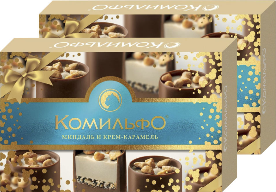 Конфеты Комильфо шоколадные Миндаль и крем-карамель 116г (упаковка 2 шт.)