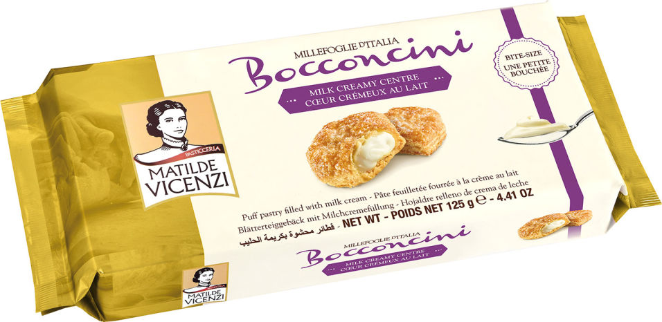 Пирожные Vicenzi Бокончини слоеные с молочным кремом 125г