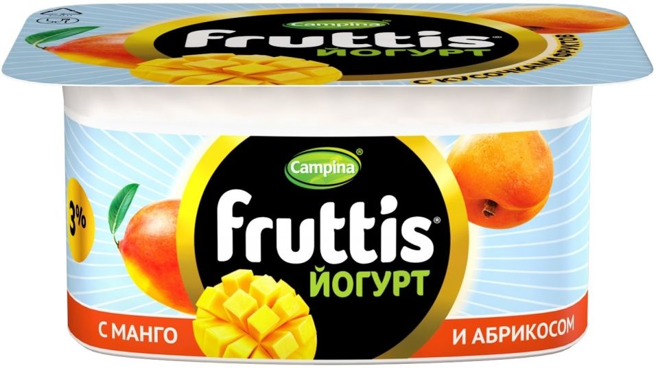 Йогурт Fruttis с абрикосом-манго и с персиком-маракуйей 3% 110г