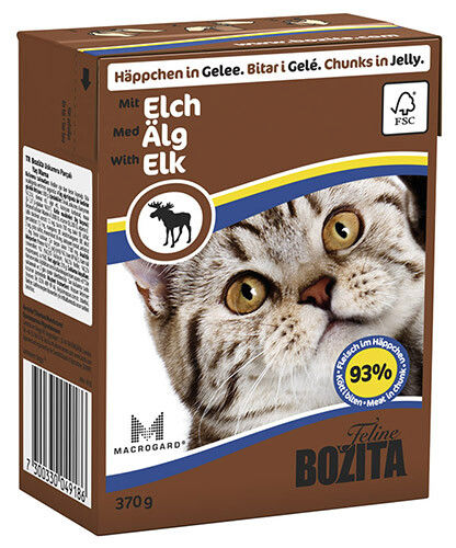 Влажный корм для кошек Bozita Elk кусочки в желе с мясом лося 370г (упаковка 16 шт.)
