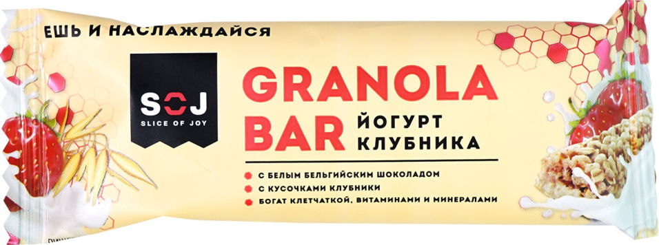 Батончик злаковый Soj Granola Bar Йогурт и Клубника 40г