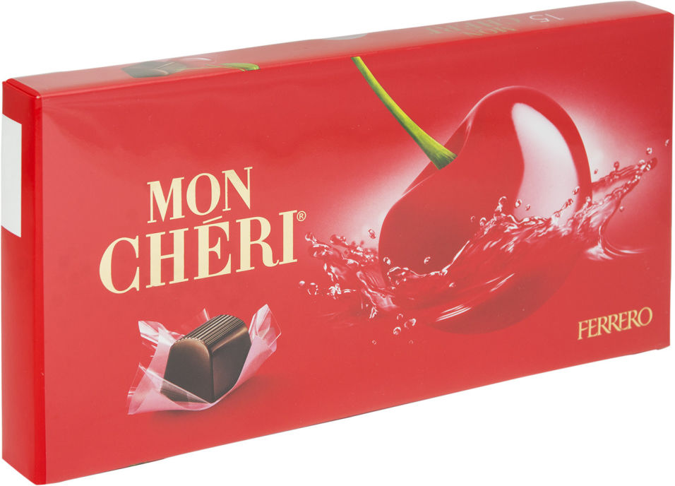 Конфеты Mon Cheri  из темного шоколада с цельной вишней и ликером  157.5г