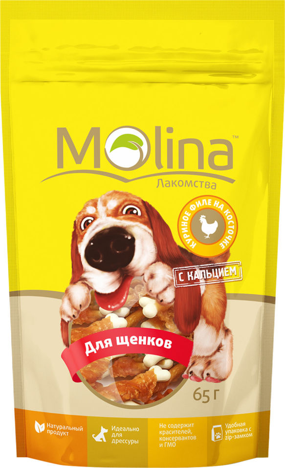 Лакомство для собак Molina Куриное филе на косточке 65г
