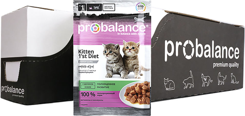 Корм для котят Probalance Kitten 1st Diet с кроликом в желе 85г (упаковка 25 шт.)