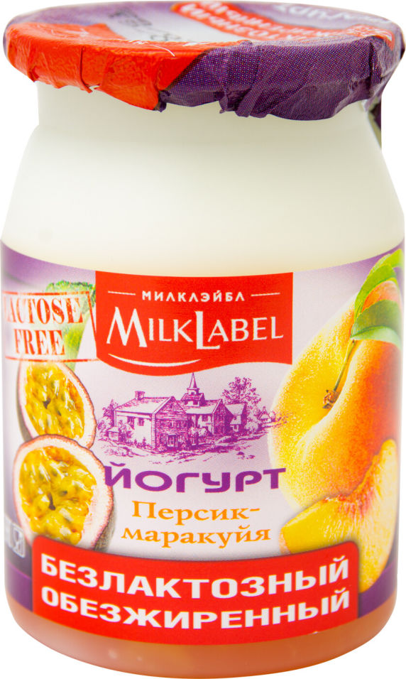 Йогурт безлактозный MilkLabel Персик-маракуйя 0% 150г