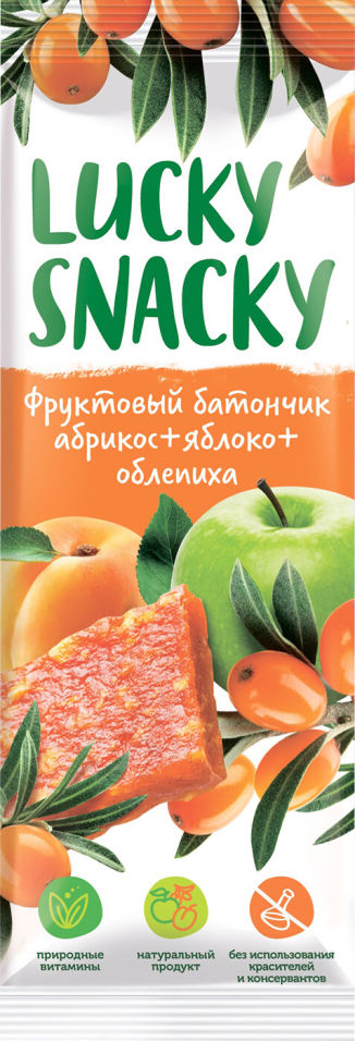Фруктовый батончик Lucky Snacky абрикос-яблоко-облепиха 30г