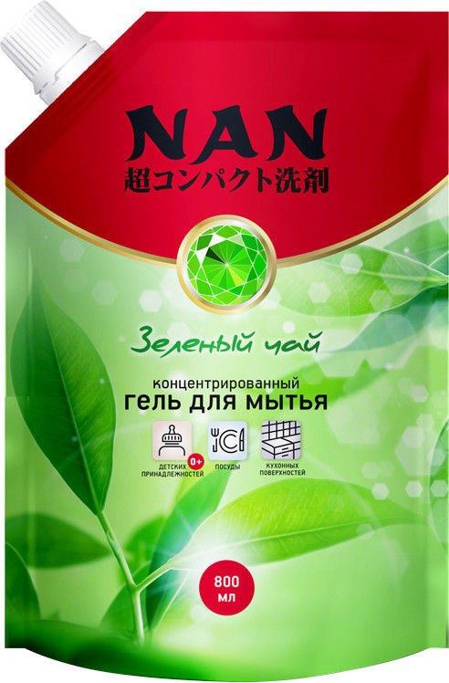 Средство для мытья посуды Nan Зеленый чай 800мл
