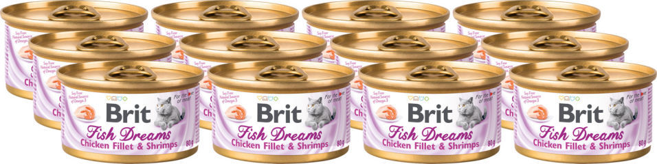Корм для кошек Brit куриное филе и креветки 80г (упаковка 12 шт.)
