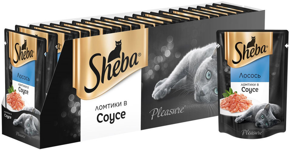 Корм для кошек Sheba Pleasure Ломтики лосося в соусе 85г (упаковка 24 шт.)