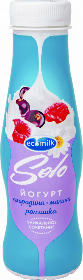 Йогурт питьевой Ecomilk Solo Смородина-Малина-Ромашка 2.8% 290г