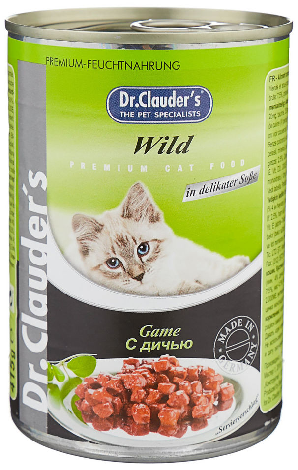 Влажный корм для кошек Dr.Clauders с дичью 415г (упаковка 12 шт.)