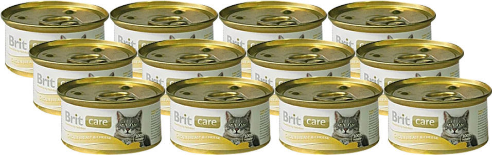 Влажный корм для кошек Brit care Куриная грудка и сыр 80г (упаковка 48 шт.)