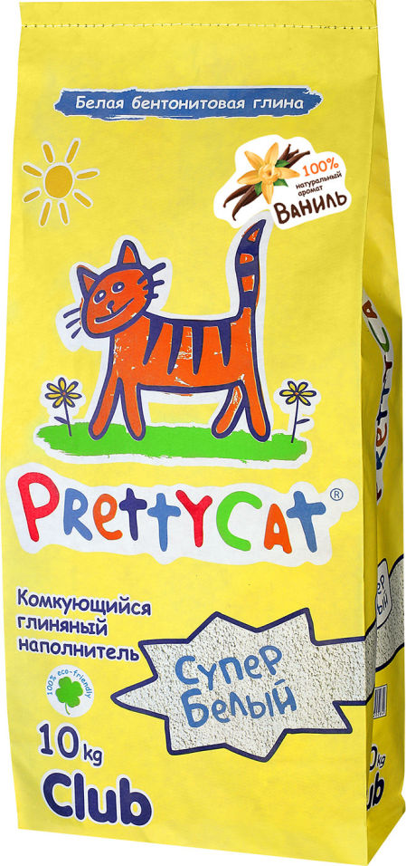 Наполнитель для кошачьего туалета PrettyCat Супер белый комкующийся Ваниль 10кг Наполнитель для кошачьего туалета PrettyCat Супер белый комкующийся Ваниль 10кг