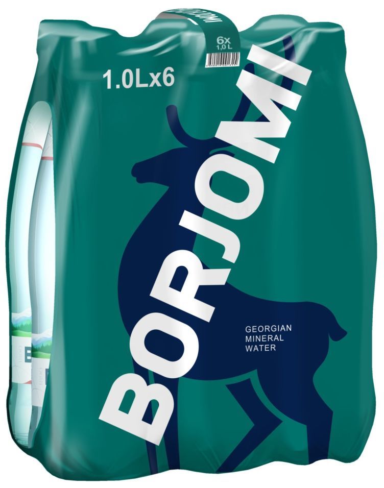 Вода Borjomi минеральная лечебно-столовая газированная 1л (упаковка 6 шт.)