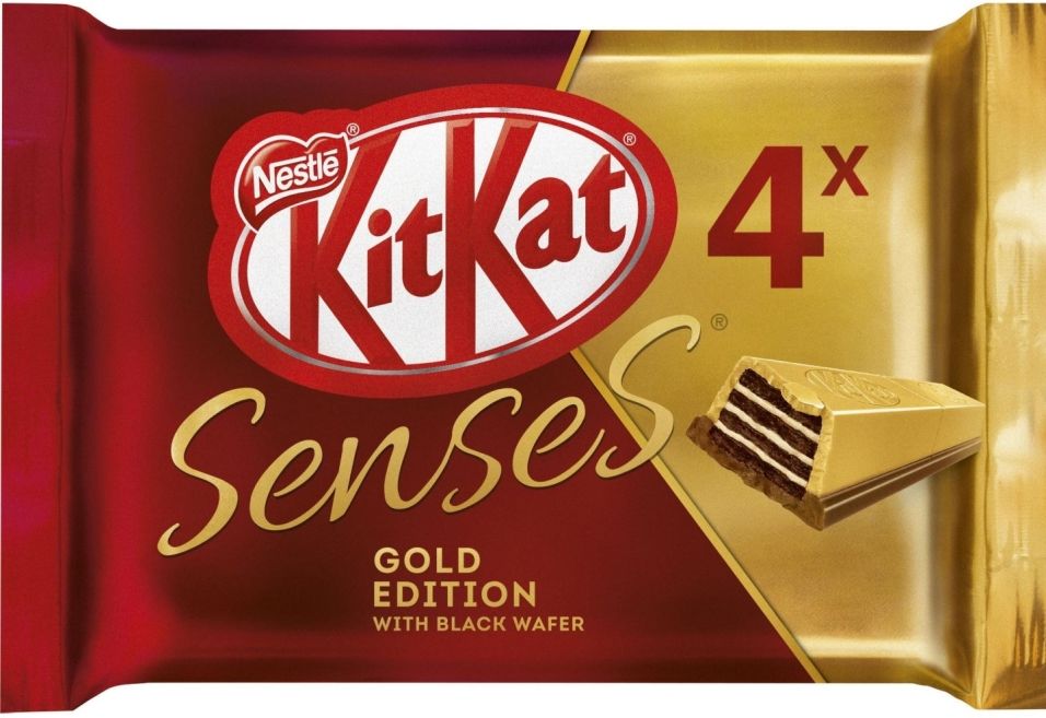 Шоколад KitKat Senses Gold Edition Deluxe Caramel белый с добавлением карамели и молочный с хрустящей вафлей 116г