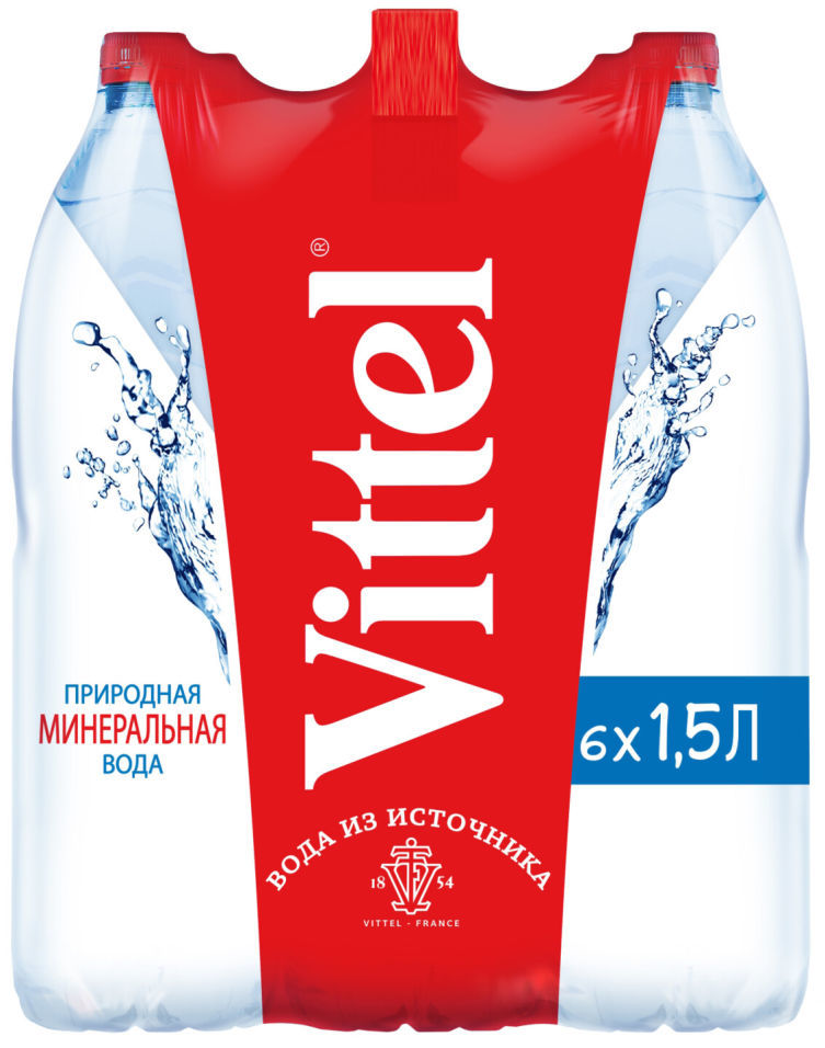 Вода Vittel минеральная столовая негазированная 1.5л (упаковка 6 шт.)