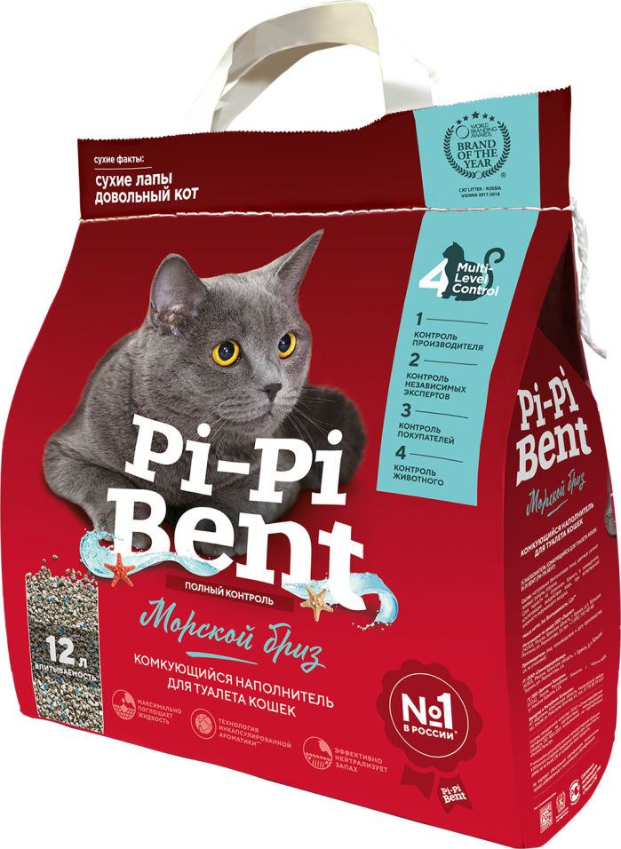 Наполнитель для кошачьего туалета Pi-Pi Bent комкующийся Морской бриз 12л Наполнитель для кошачьего туалета Pi-Pi Bent комкующийся Морской бриз 12л