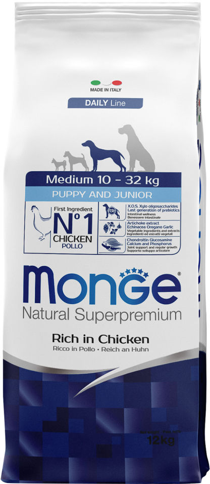 Корм для щенков Monge Dog Medium для средних пород 12кг Корм для щенков Monge Dog Medium для средних пород 12кг