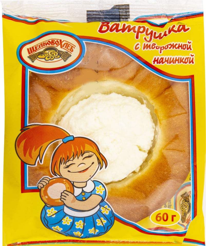 Ватрушка Щелковохлебс творожной начинкой 60г