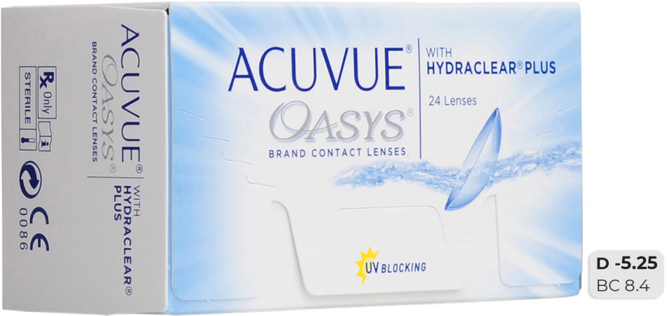 Отзывы о Контактные линзы Acuvue Oasys Hydraclear Plus Двухнедельные -5.25/14.3/8.4 24шт