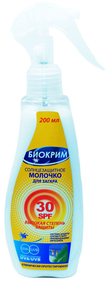 Солнцезащитное молочко Биокрим для загара SPF 30 200мл