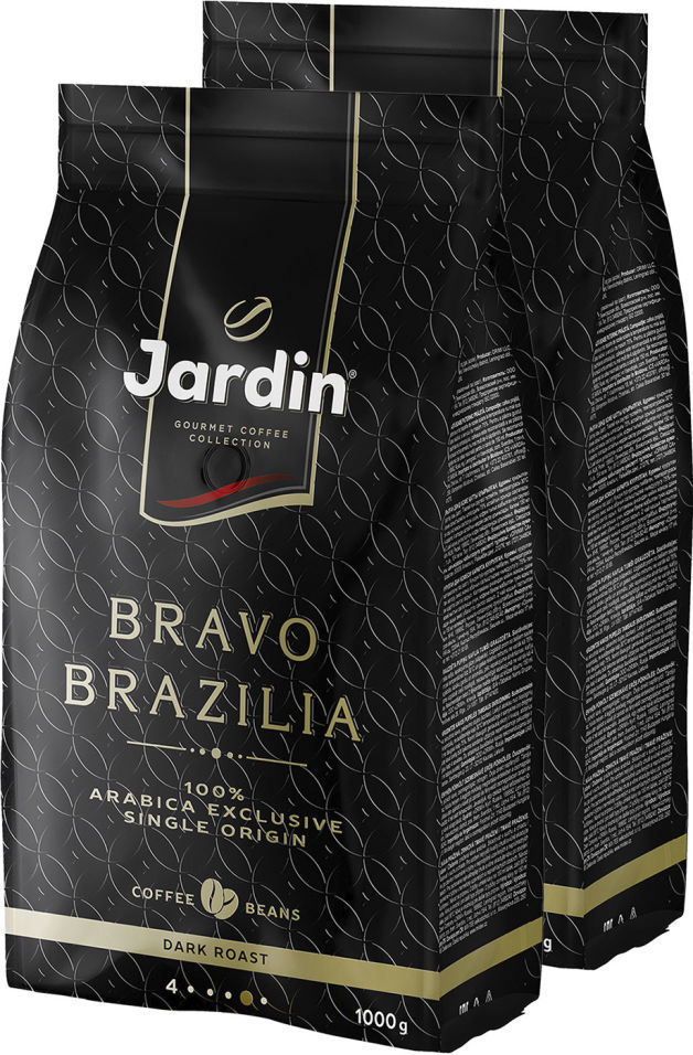 Кофе в зернах Jardin Bravo Brazilia 1кг (упаковка 2 шт.)