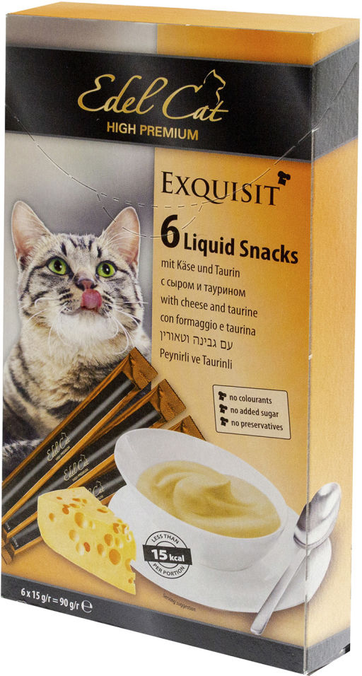 Лакомство для кошек Edel Cat крем-суп Сыр и таурин 90г Лакомство для кошек Edel Cat крем-суп Сыр и таурин 90г
