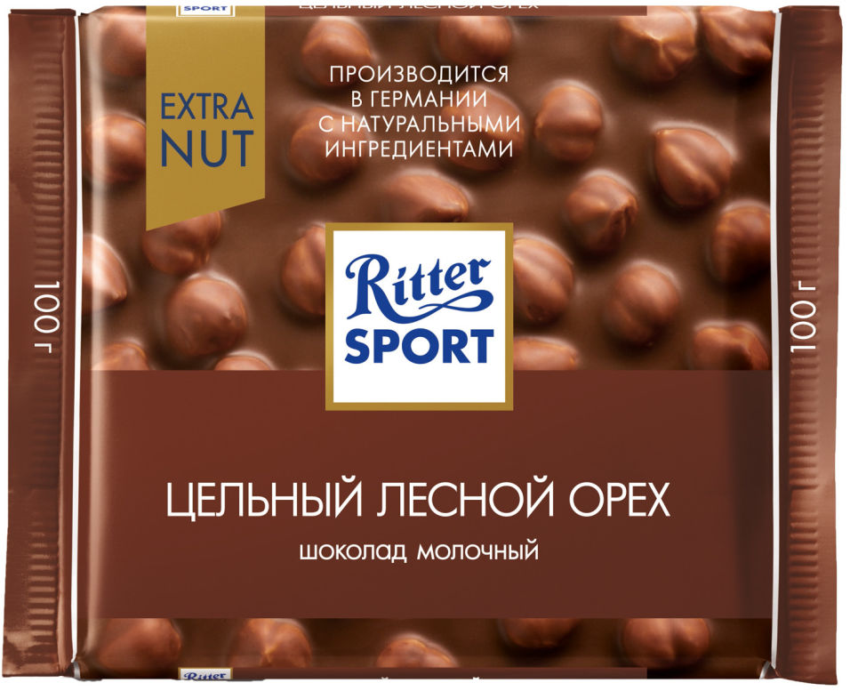 Шоколад Ritter Sport Молочный Цельный лесной орех 100г Шоколад Ritter Sport Молочный Цельный лесной орех 100г