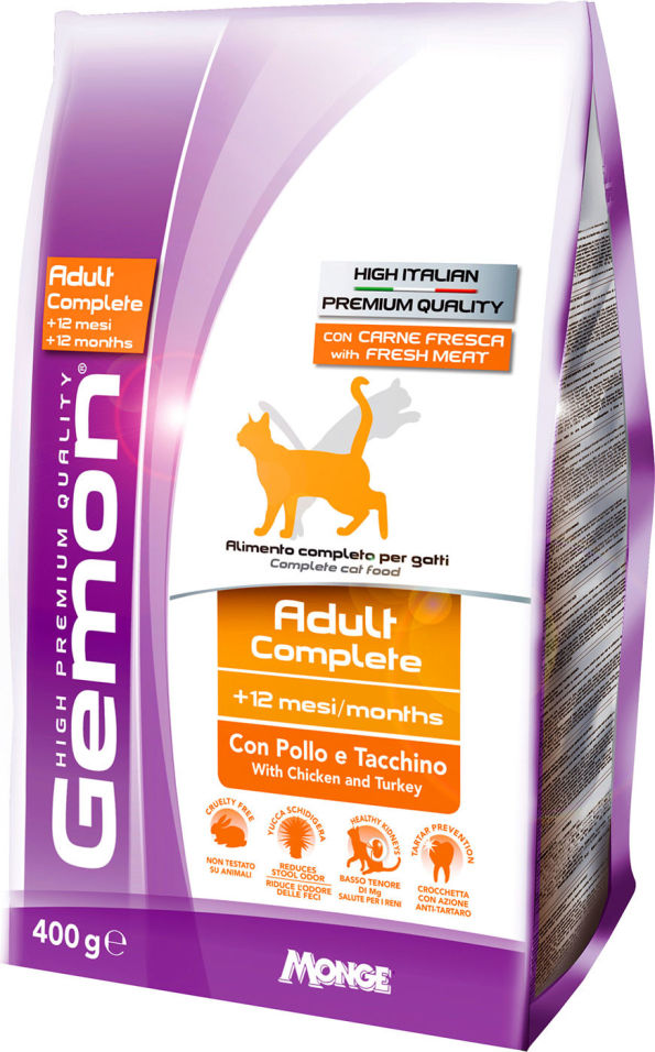 Сухой корм для кошек Gemon Cat с курицей и индейкой 400г Сухой корм для кошек Gemon Cat с курицей и индейкой 400г