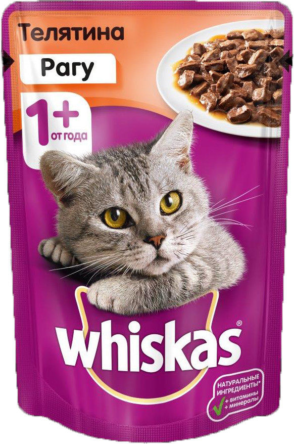 Корм для кошек Whiskas Рагу с телятиной 85г Корм для кошек Whiskas Рагу с телятиной 85г