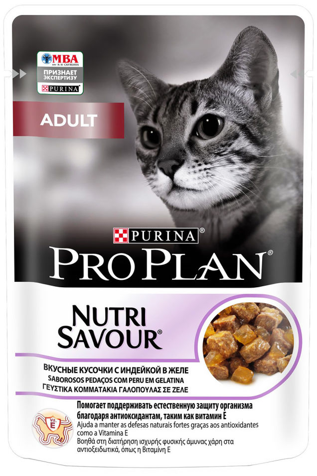 Корм для кошек Pro Plan Adult с индейкой в желе 85г Корм для кошек Pro Plan Adult с индейкой в желе 85г