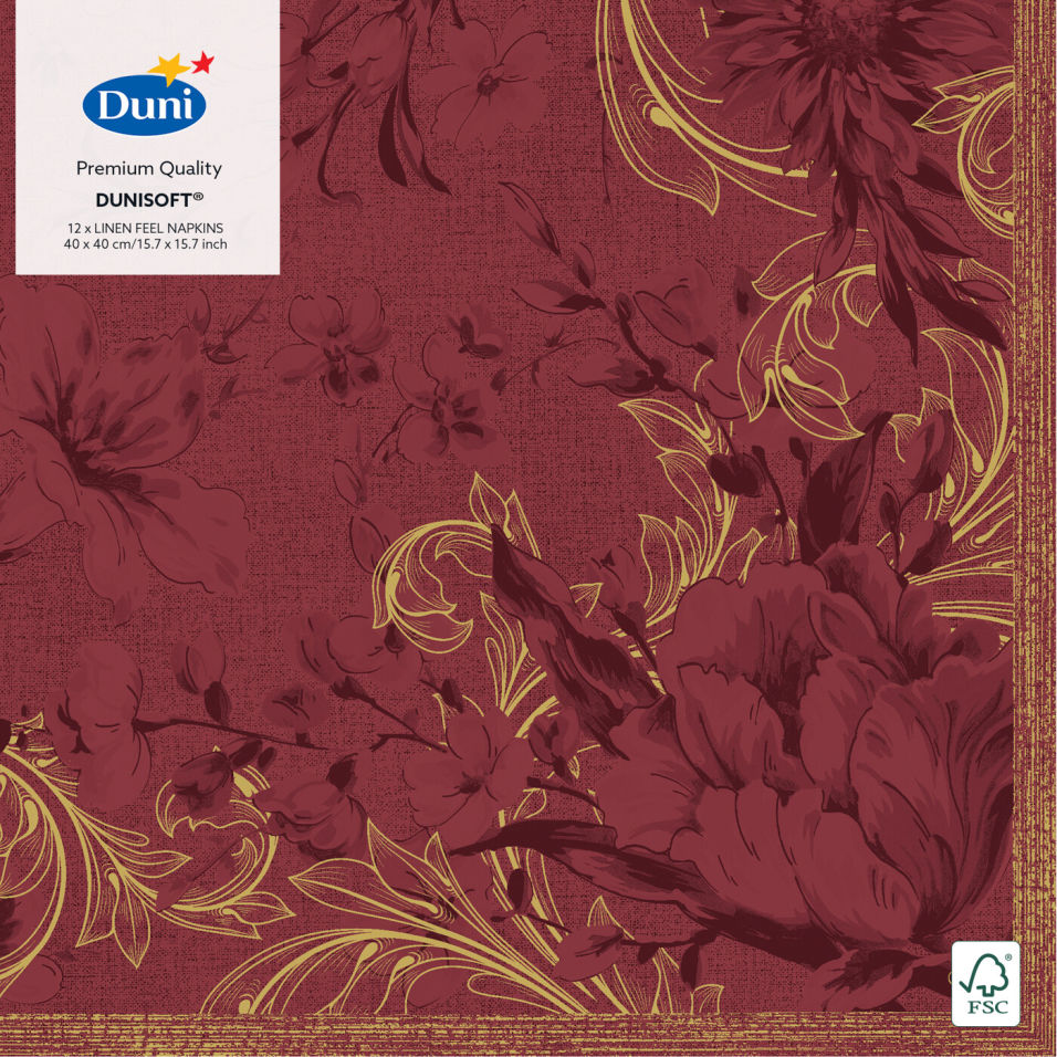 Салфетки бумажные Duni Soft Charm Bordeaux 40*40см 12шт