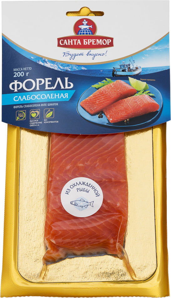 Форель Санта Бремор слабосоленая филе-кусок 200г