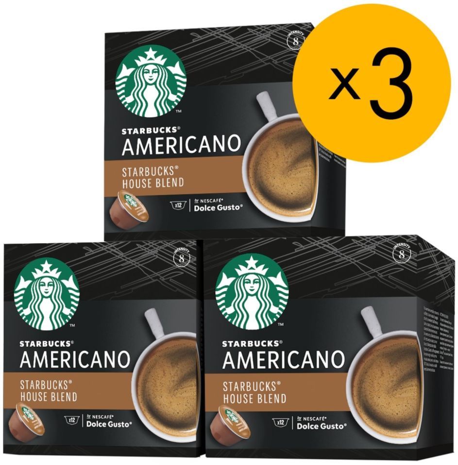 Кофе в капсулах Starbucks House Blend Americano для системы Nescafe Dolce Gusto 12шт (упаковка 3 шт.)