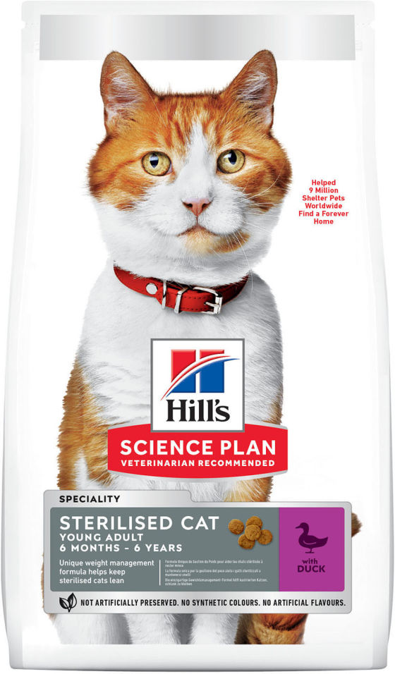 Сухой корм для кошек Hills Science Plan Sterilised Cat для стерилизованных с уткой 1.5кг Сухой корм для кошек Hills Science Plan Sterilised Cat для стерилизованных с уткой 1.5кг