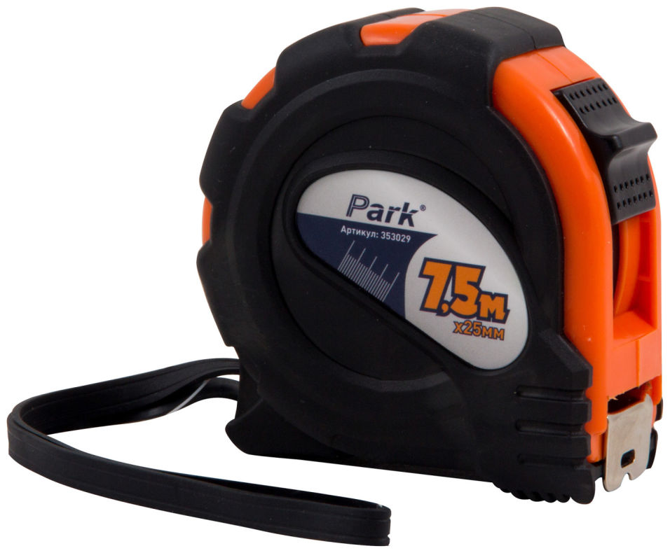 Рулетка Park TM29-7525 с фиксатором прорезиненный корпус 7.5м*25мм