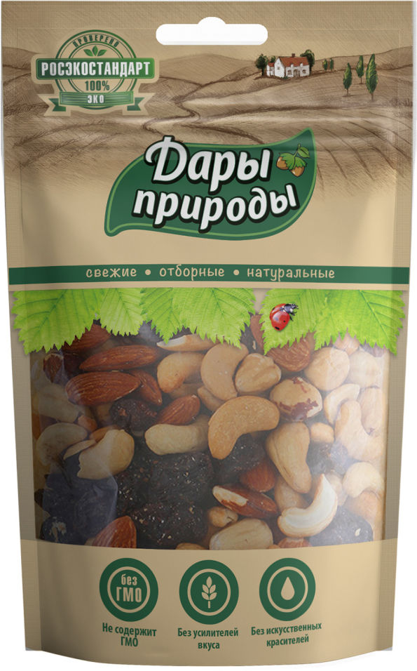 Коктейль Дары природы смесь орехов и сухофруктов 150г