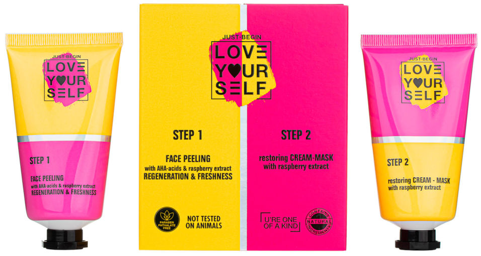 Набор косметический Love Yourslef Пилинг с AHA-кислотами и малиной 50мл + Крем-маска Малина 50мл