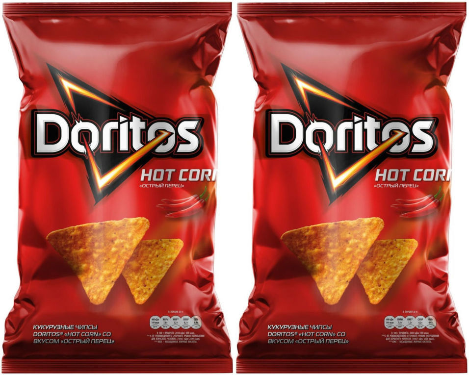 Чипсы кукурузные Doritos Hot Corn Острый перец 100г (упаковка 2 шт.)