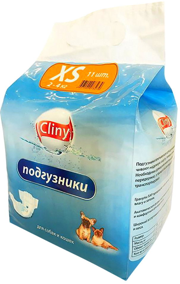 Подгузники для животных Cliny XS 2-4кг 11шт Подгузники для животных Cliny XS 2-4кг 11шт