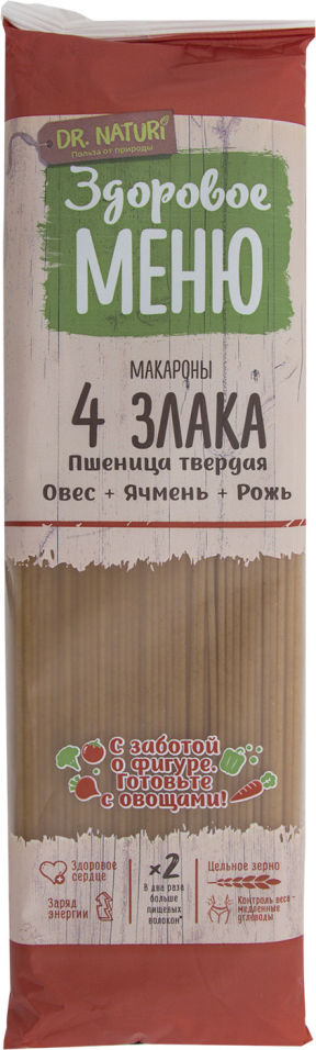Макароны Dr Naturi Здоровое меню Спагетти 4 злака 400г