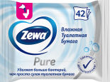 Туалетная бумага Zewa Pure без аромата влажная 42шт Туалетная бумага Zewa Pure без аромата влажная 42шт